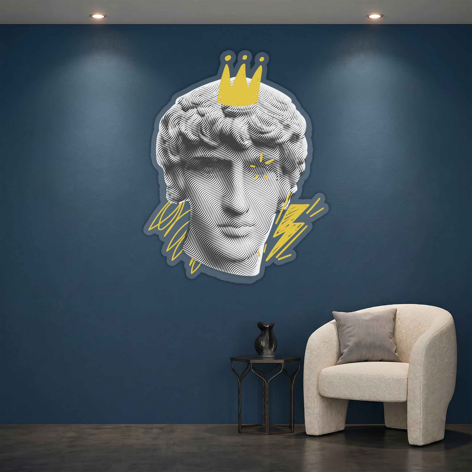 Acrylglasbild - David Michelangelo Statue Krone Blitz - UV Druck - Official Neon - led neon schild schriftzug personalisiert