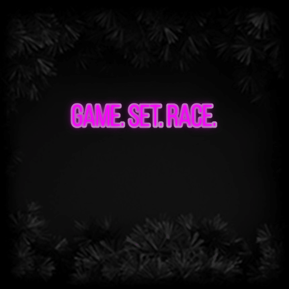 Konfiguriertes LED-Neonschild: GAME. SET. RACE... - Official Neon - led neon schild schriftzug personalisiert