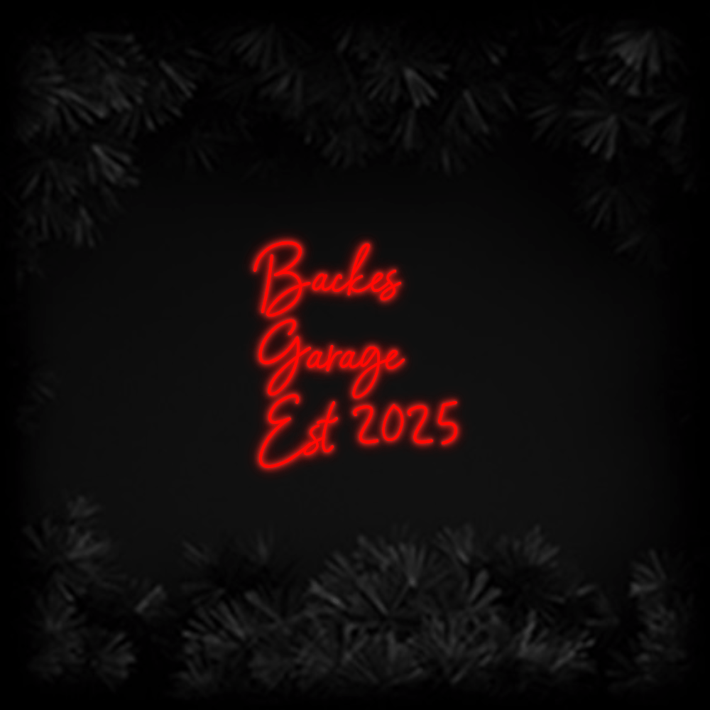 Konfiguriertes Neonschild: Backes Garage E... - Official Neon - led neon schild schriftzug personalisiert