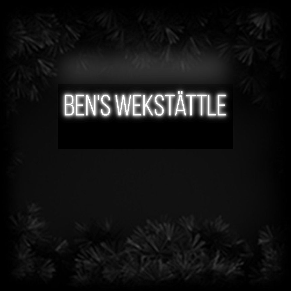 Konfiguriertes Neonschild: Ben's Wekstät... - Official Neon - led neon schild schriftzug personalisiert