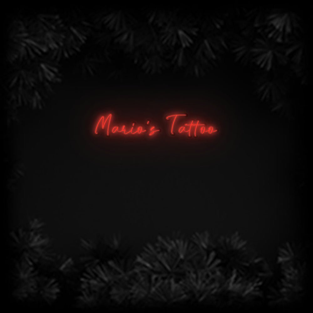 Konfiguriertes Neonschild: Mario‘s Tattoo - Official Neon - led neon schild schriftzug personalisiert