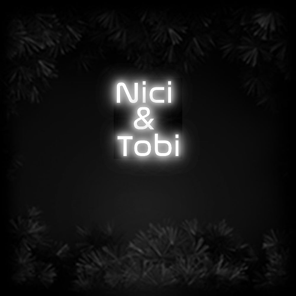 Konfiguriertes Neonschild: Nici & Tobi - Official Neon - led neon schild schriftzug personalisiert